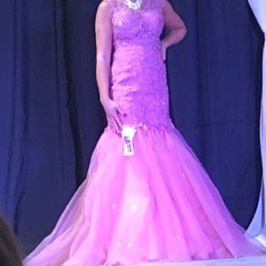 PINK MERMAID GLITTER/LACED DRESS!